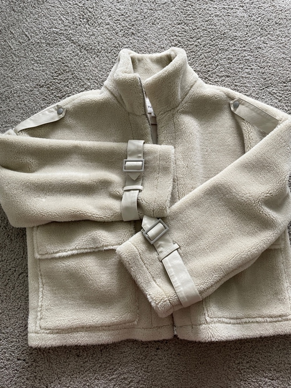 Noize Canadian Cozy Ivory Sherpa Zip Jacket